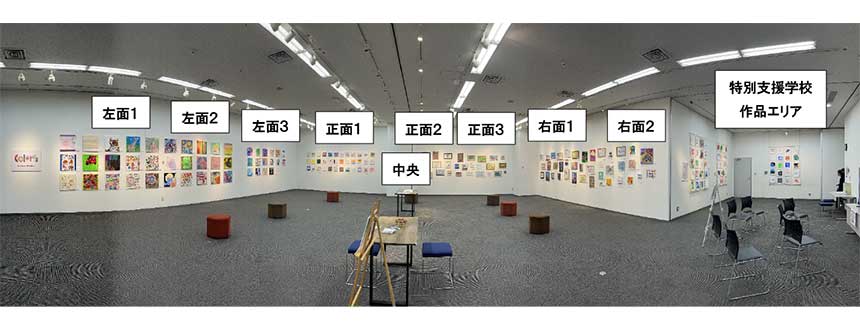 展示会場360度ビュー　左面1から中央、右面の写真説明